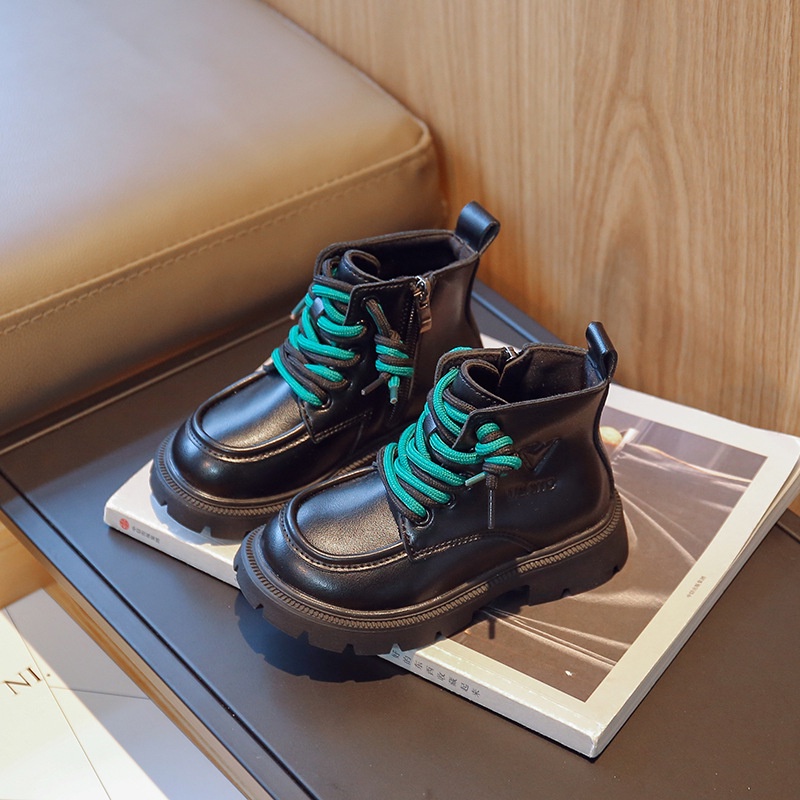 Giày Bốt Da PU Cổ Cao Đến Mắt Cá Chân Thời Trang Xuân Thu 2022 Cho Bé Trai Và Bé Gái