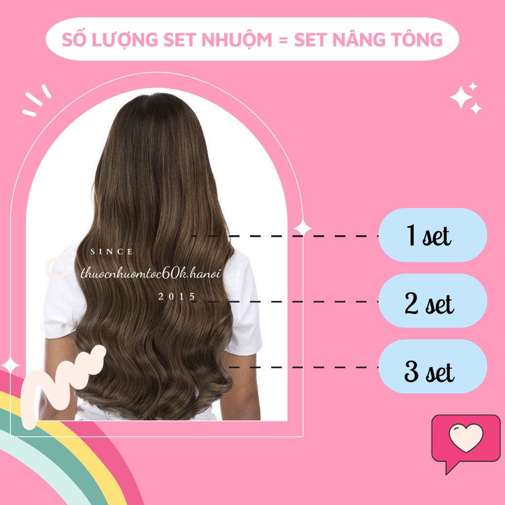 Thuốc nhuộm tóc màu Nâu Hồng Đào kèm trợ dưỡng găng tay mũ chụp