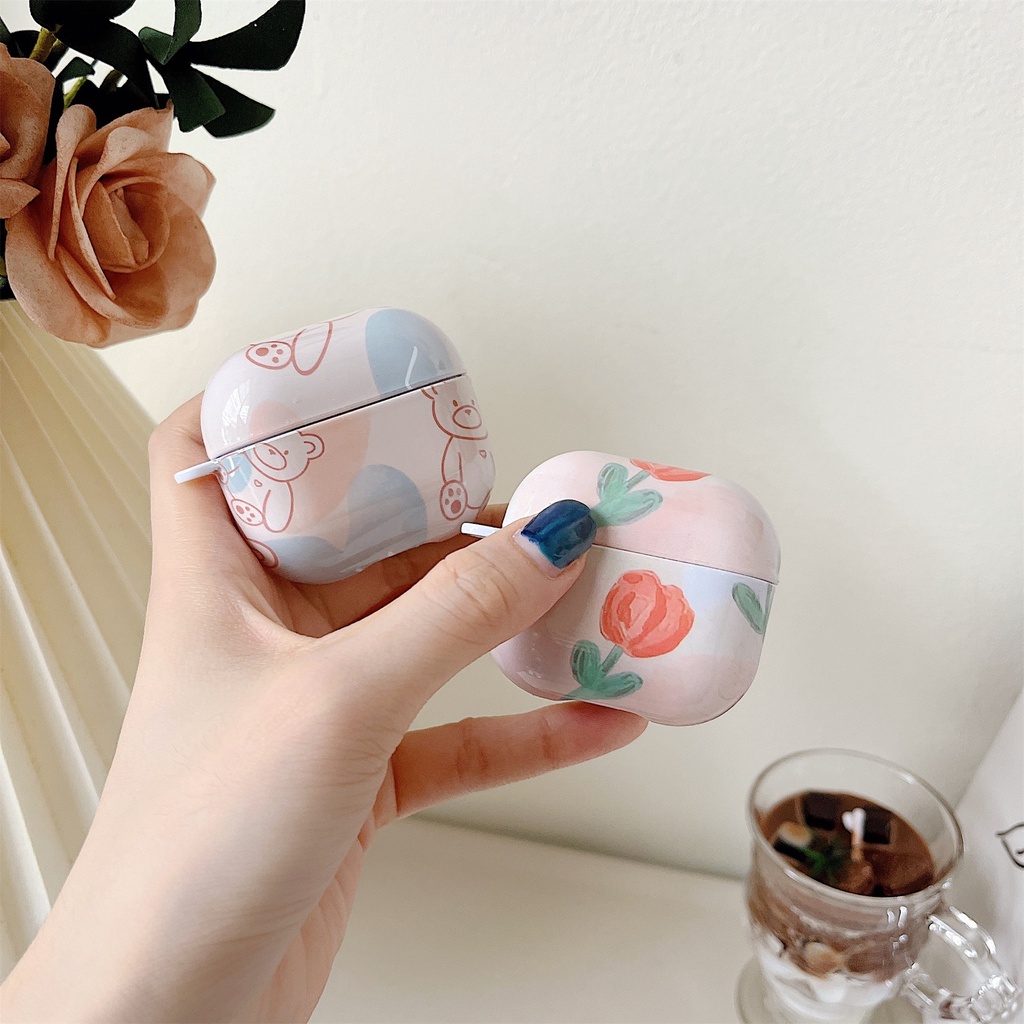 Vỏ Bảo Vệ Hộp Sạc Tai Nghe Bluetooth Không Dây Lenovo Thinkplus LP40 pro / LP40 S Họa Tiết Hoa / Gấu Dễ Thương