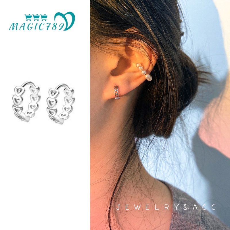 Đôi Bông Tai Mạ Bạc 925 Hình Tròn Đơn Giản Thời Trang Cho Nữ