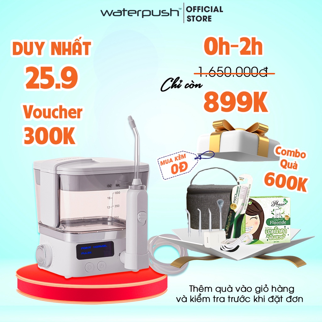 Máy tăm nước gia đình cao cấp WaterPush 1912 - Bình siêu lớn - Áp lực nước tiêu chuẩn 1 đổi 1 trong 12 tháng