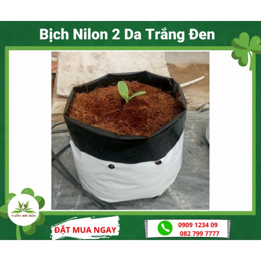 1kg Bịch Nilon trồng cây 2 da trắng – đen trồng dưa lưới, dâu tây, cà chua (Vườn Sài Gòn - Vuon Sai Gon)