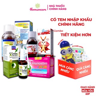 Tăng đề kháng, giảm ho cho bé Smartbibi Imunic, GS Imunostim Junior, Broncamil Bimbi, Xịt họng Xuyên Tâm Liên bảo vệ bé