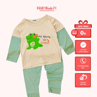 Đồ bộ dài tay cho bé trai chất vải thun lạnh 4 chiều - rubykids79