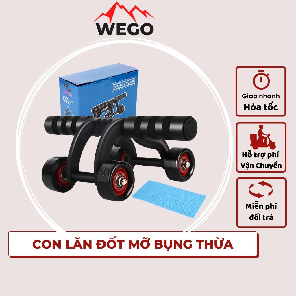 Con lăn tập bụng, dụng cụ tập cơ bụng da năng 4 Bánh gym thể thao thể hình cao cấp WEGO