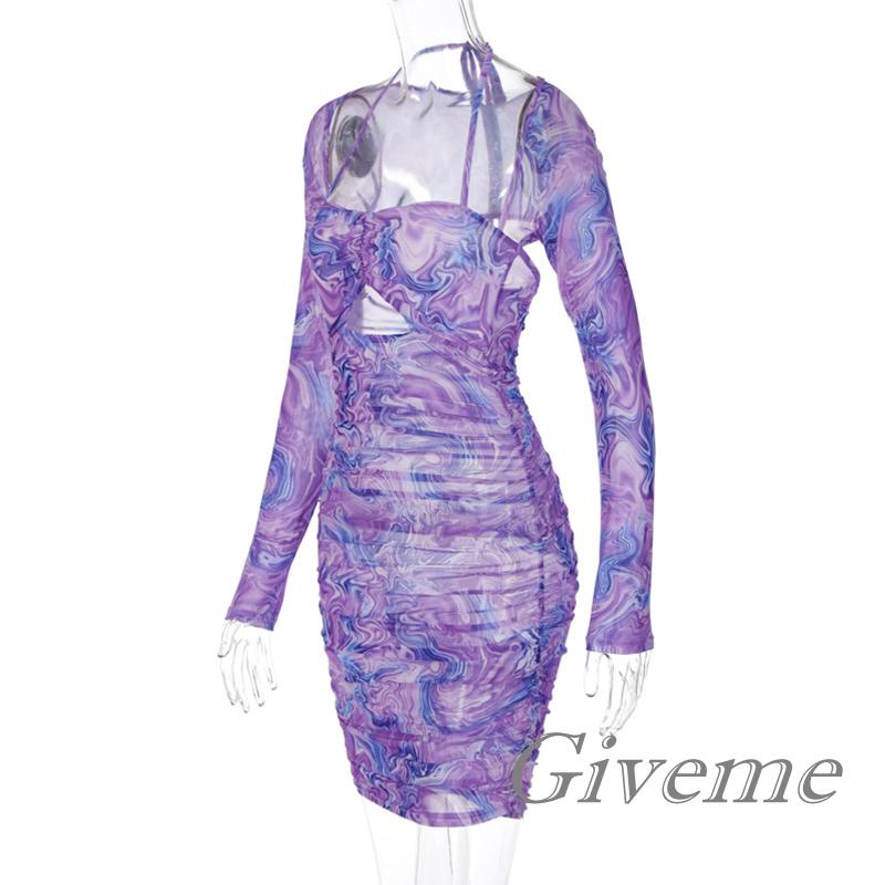 Đầm Hoa Tay Dài Dạng Quấn Thời Trang Dành Cho Nữ