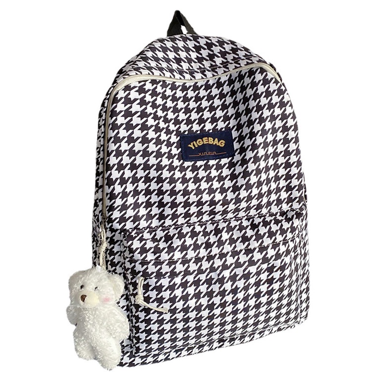 [YIGEBAG] Balo Đi Học Sức Chứa Lớn Họa Tiết Sọc Caro Thời Trang Phong Cách Hàn Quốc Cho Nữ