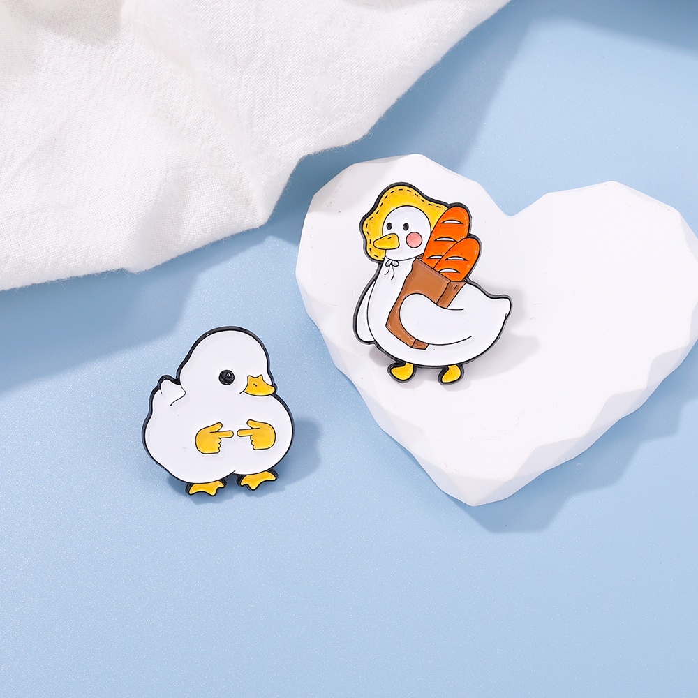 Ghim cài áo trang trí Qihe Jewelry hình vịt hoạt hình đáng yêu