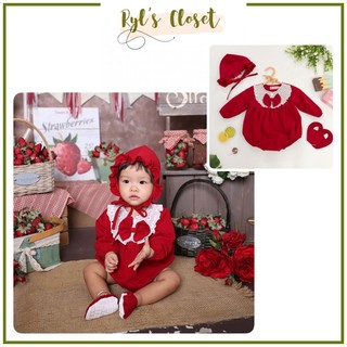 Body đỏ đô ryl’s closet cho bé gái sơ sinh, đầy tháng, thôi nôi a442