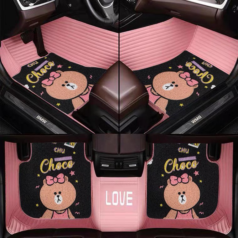 Thảm sàn rối cao cấp xe hơi chính hãng hình gấu thỏ Line friend - Thảm sàn rối cao cấp trên xe ô tô | BigBuy360 - bigbuy360.vn