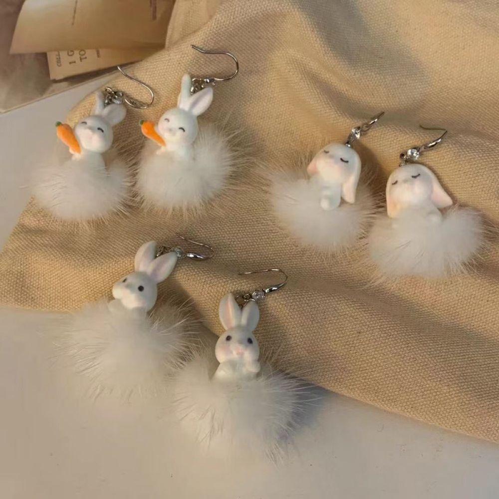 Khuyên Tai Dáng Dài Đính Bóng Lông Phong Cách Vintage Ngọt Ngào Cho Nữ