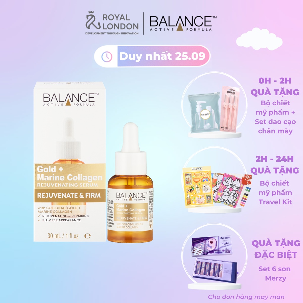 Serum Trẻ Hóa, Tái Tạo Da Balance Active Formula Gold Collagen Rejuvenating 30ml