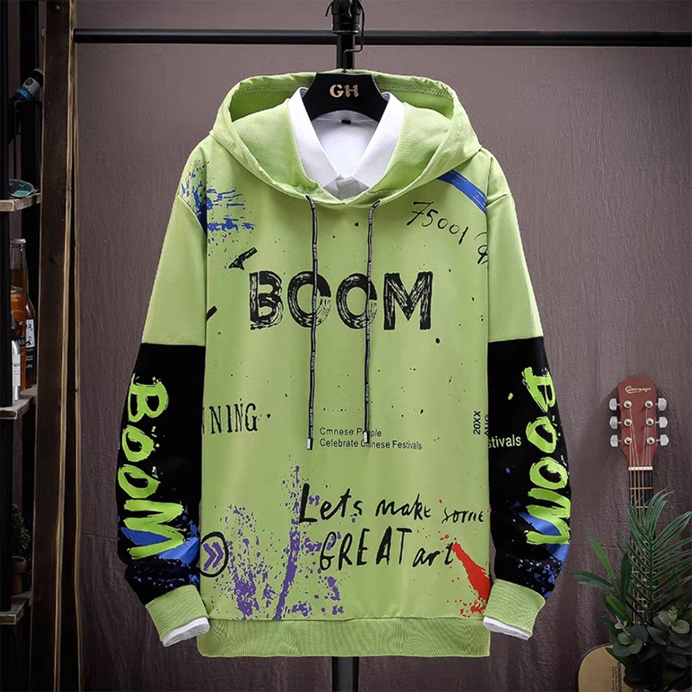 Áo hoodies dài tay unisex SOZO phối hai màu in chữ BOOM nổi bật - AO TOP NAM 90000205