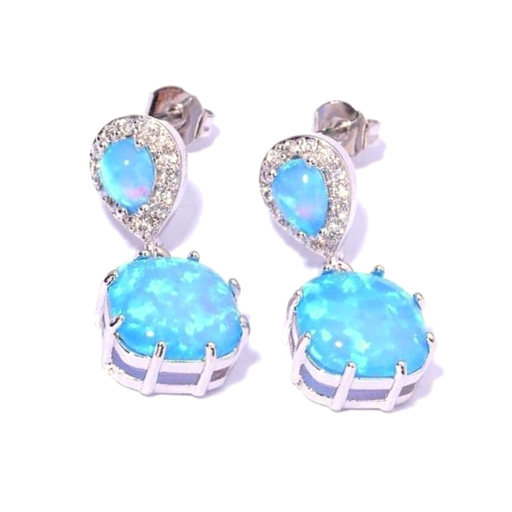 Bông Tai Đính Đá Opal Thời Trang Cho Nữ
