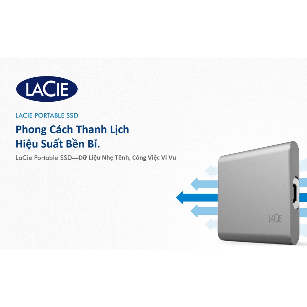 Ổ Cứng Di Động SSD LaCie Portable 500GB, 1TB, 2TB USB-C + Phục Hồi Dữ Liệu Miễn Phí Rescue