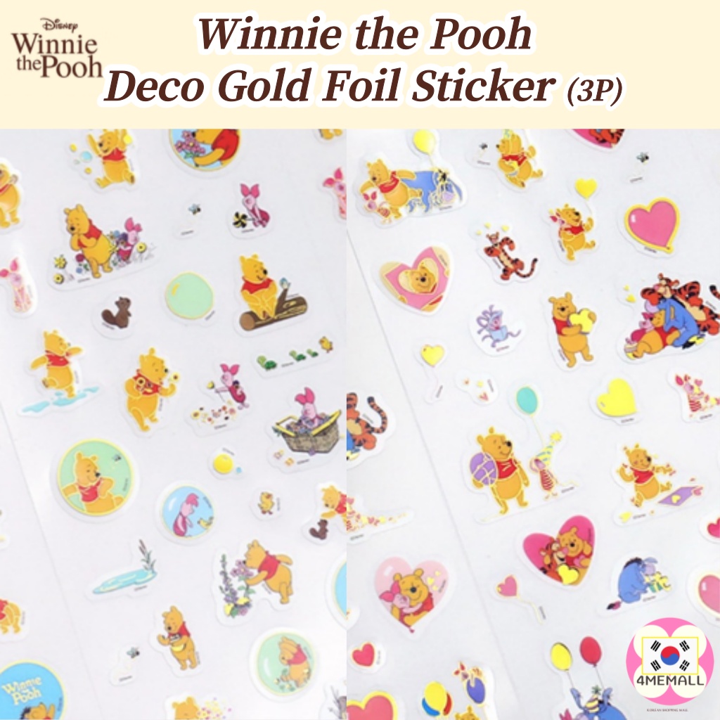 Set 3 Tấm Hình Dán Trang Trí Nhật Ký / Thẻ Ảnh Winnie The Pooh