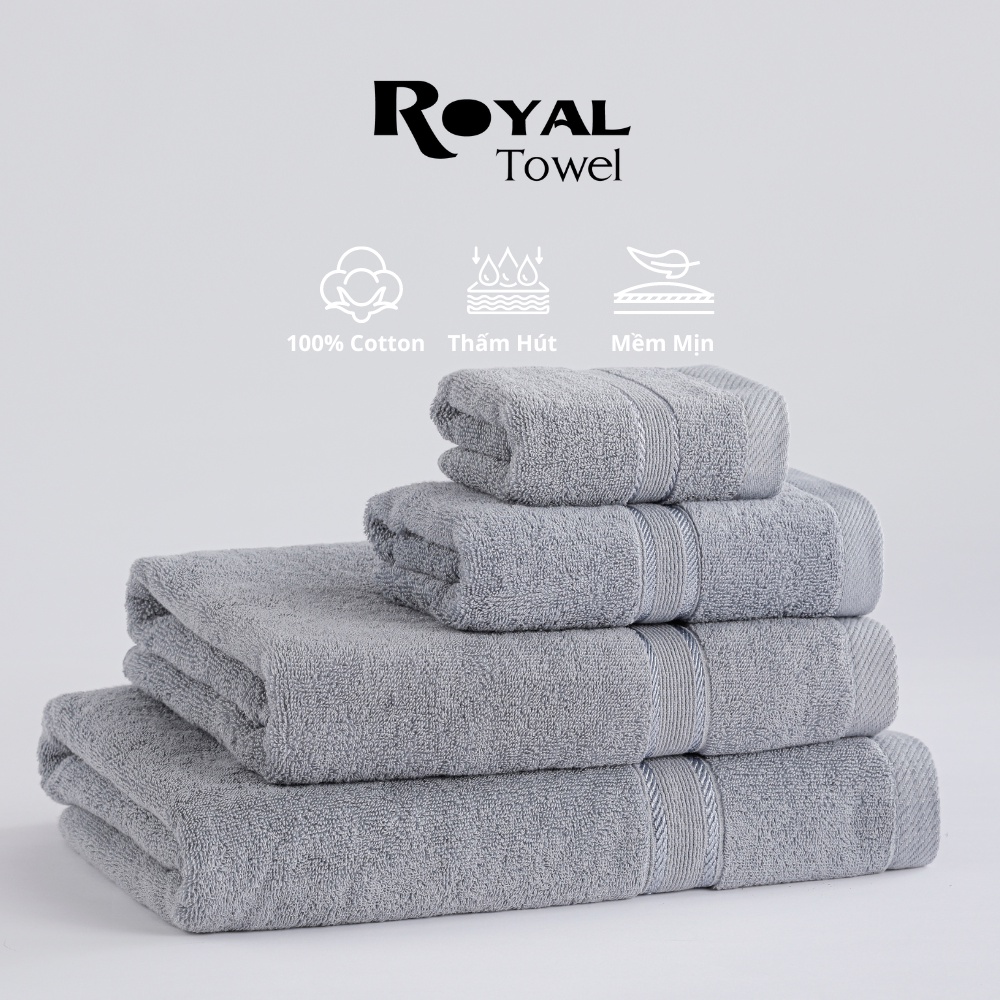 Khăn Tắm, Khăn Gội Đầu, Khăn Lau Mặt ROYAL TOWEL 100% Cotton Mềm Mại, Thấm Hút, Kháng Khuẩn