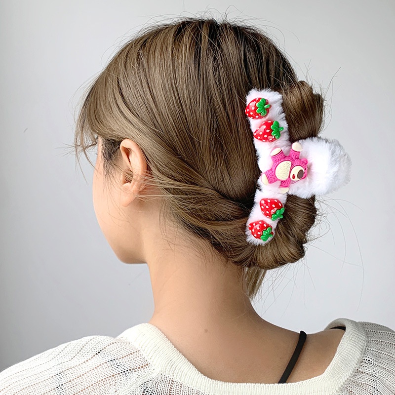 Kẹp tóc phối lông đính charm thú dễ thương thời trang cho nữ