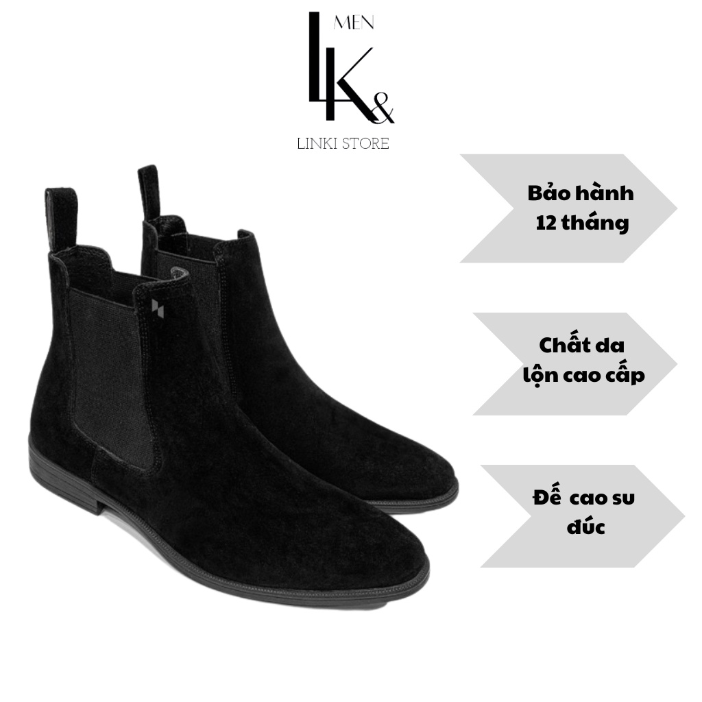 Giày Chelsea Boot thời trang nam - Da lộn xịn xò - Đế cao su đúc nguyên khối - Độn đế tăng chiều cao - Bảo hành 12 tháng