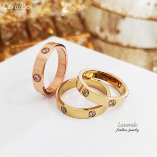 LAVANDE Nhẫn Đính Hôn Bằng Thép Titan Không Gỉ Mạ Vàng 18K Đính Đá Zircon Không Phai Độc Đáo Thời Trang Cho Cặp Đôi KXWU