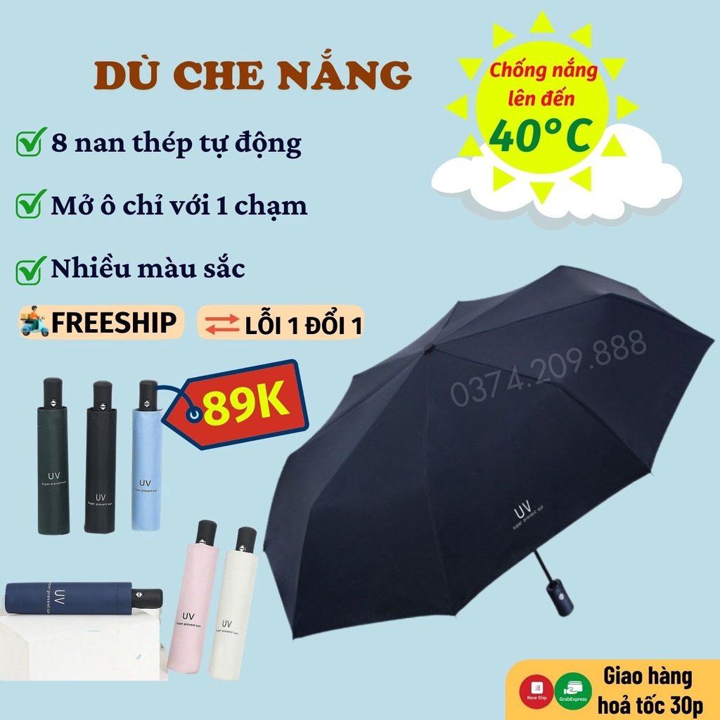 Dù Che Mưa Gấp Gọn Ô Mini Đi Nắng Ngoài Trời Chống Tia UV Moda.H