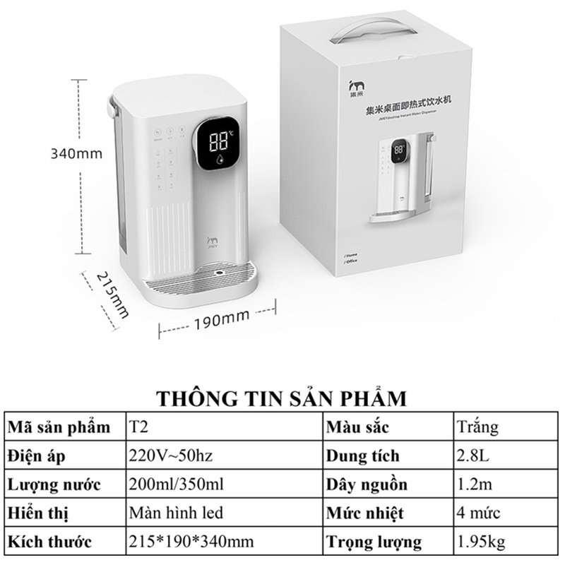 Máy đun nước nóng siêu tốc Xiaomi Jmey T2 Bình thủy bình đun nước nóng để bàn làm nóng tức thì điều chỉnh nhiệt độ Vt162