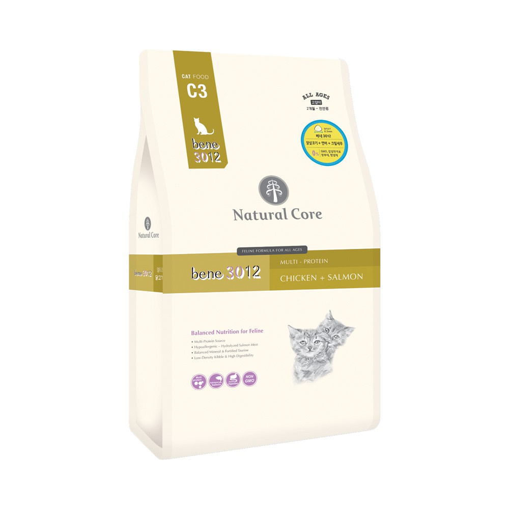 5kg -10kg Hạt Natural Core C3 Bene 3012 cho mèo trưởng thành vị Thịt gà và cá hồi