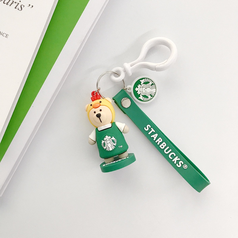 Móc khóa chú gấu Starbucks 12 con giáp chất liệu PVC màu sắc dễ thương, làm móc treo balo túi xách, quà tặng-HO17