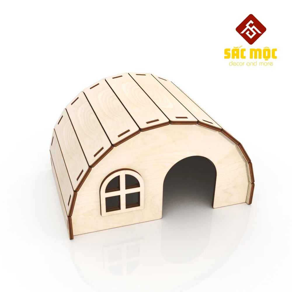 Mô Hình Nhà Mái Vòm #5 Gỗ Lắp Ráp Cho Chuột Hamster Size 17*12*10 cm