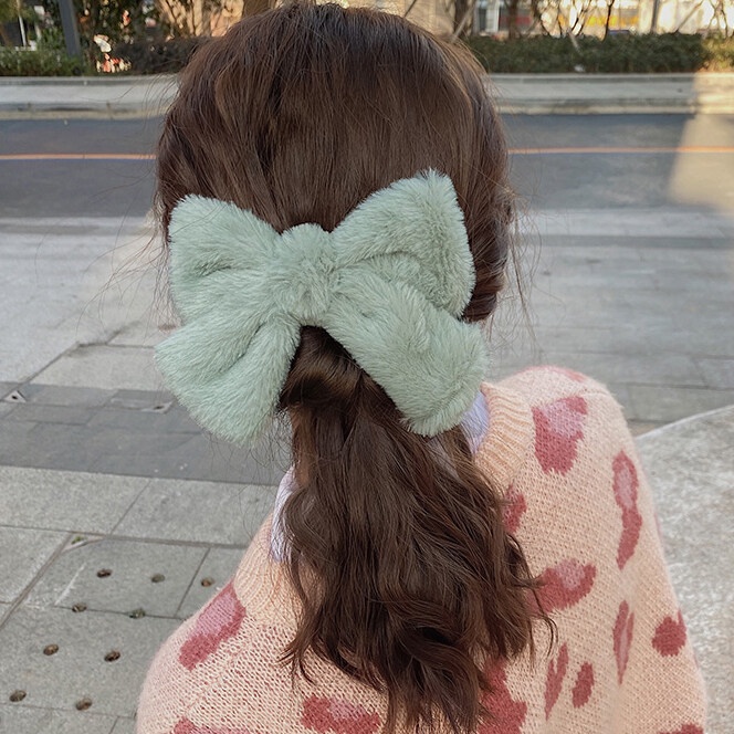 Kẹp Tóc Nơ Lông Nhung Nhiều Màu Sắc Thời Trang Cho Nữ