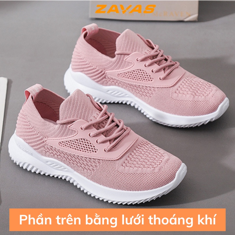Giày thể thao sneaker nữ ZAVAS xỏ vào là mang đế êm nhẹ phần trên bằng lưới dày dặn thoáng khí - S393
