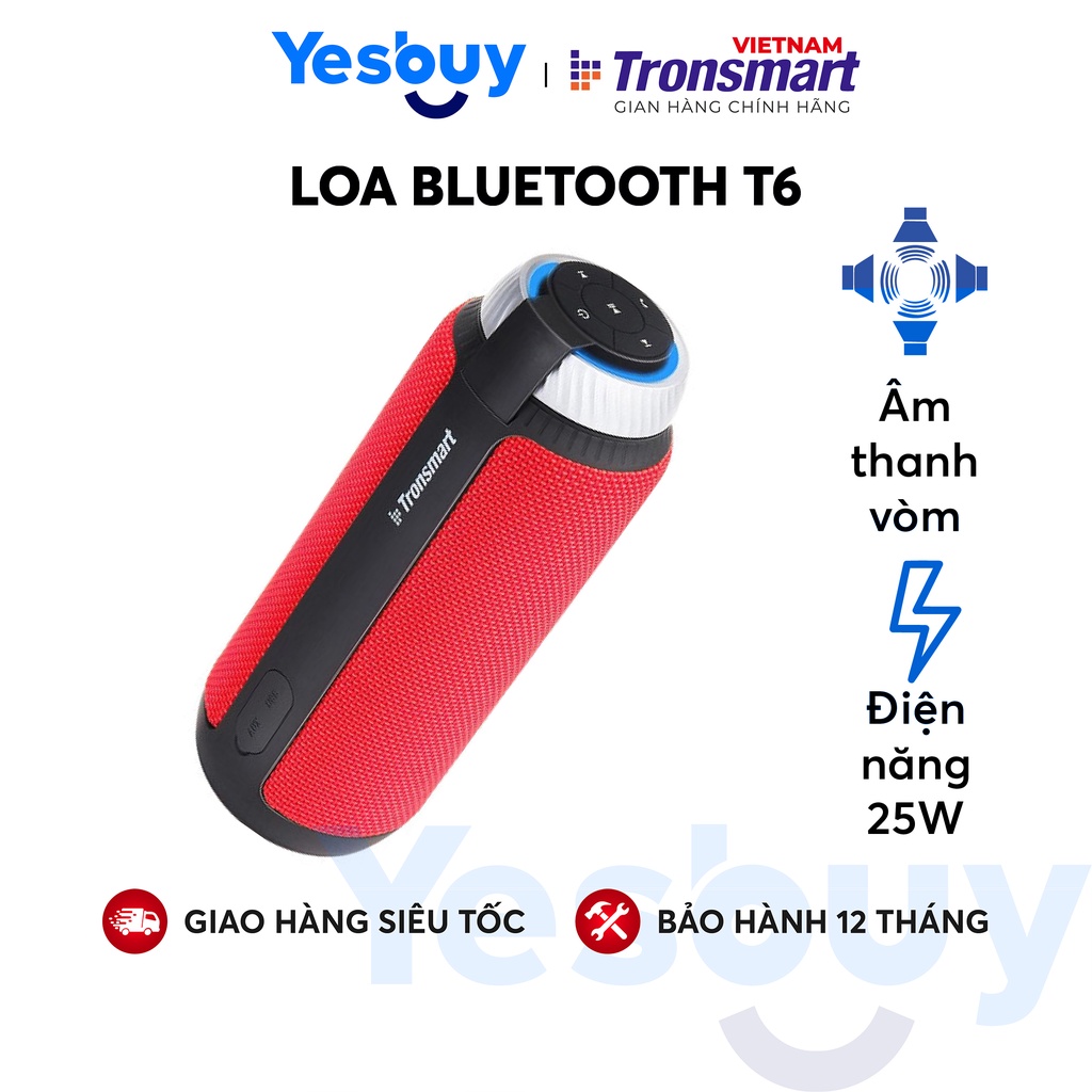 Loa di động không dây ngoài trời, âm thanh vòm 360 độ tích hợp Microphone Tronsmart Element T6 - Hàng chính hãng