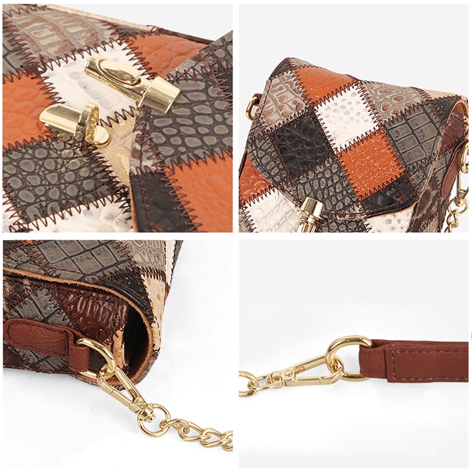 Túi xách COBBLER LEGEND da mini phối dây xích đeo chéo phong cách retro thời trang cho nữ