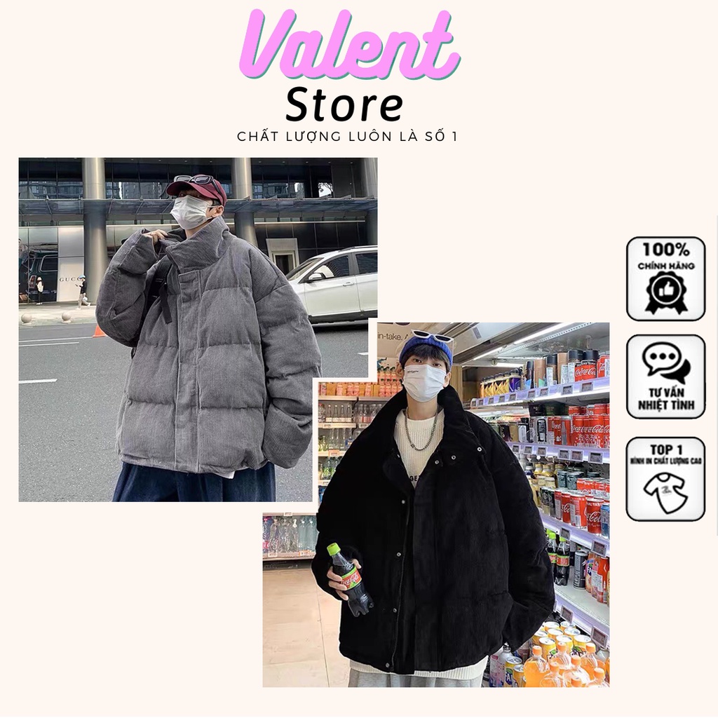 Áo khoác phao nhung tăm ,Áo phao Unisex cổ lọ oversize thu đông 2022