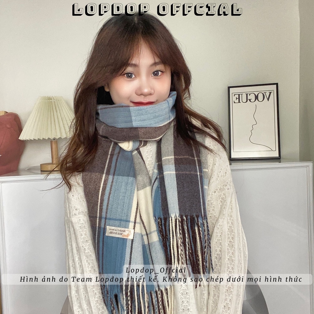 Khăn quàng Cashmere Safr Cao cấp cổ họa tiết kẻ Vintage, Khăn quàng cổ nam nữ LOPDOP Store K03