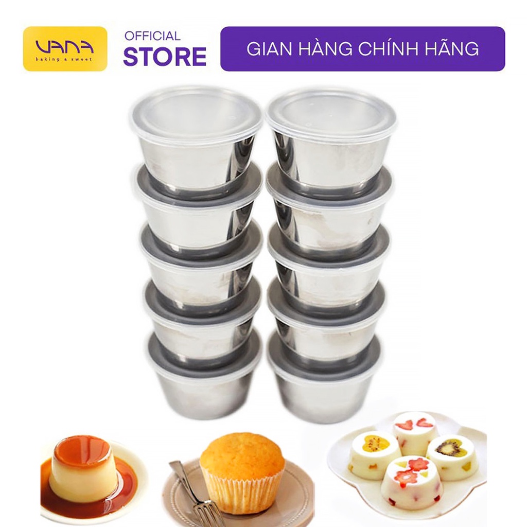 CỐC INOX CARAMEN BÁNH FLAN CÓ NẮP