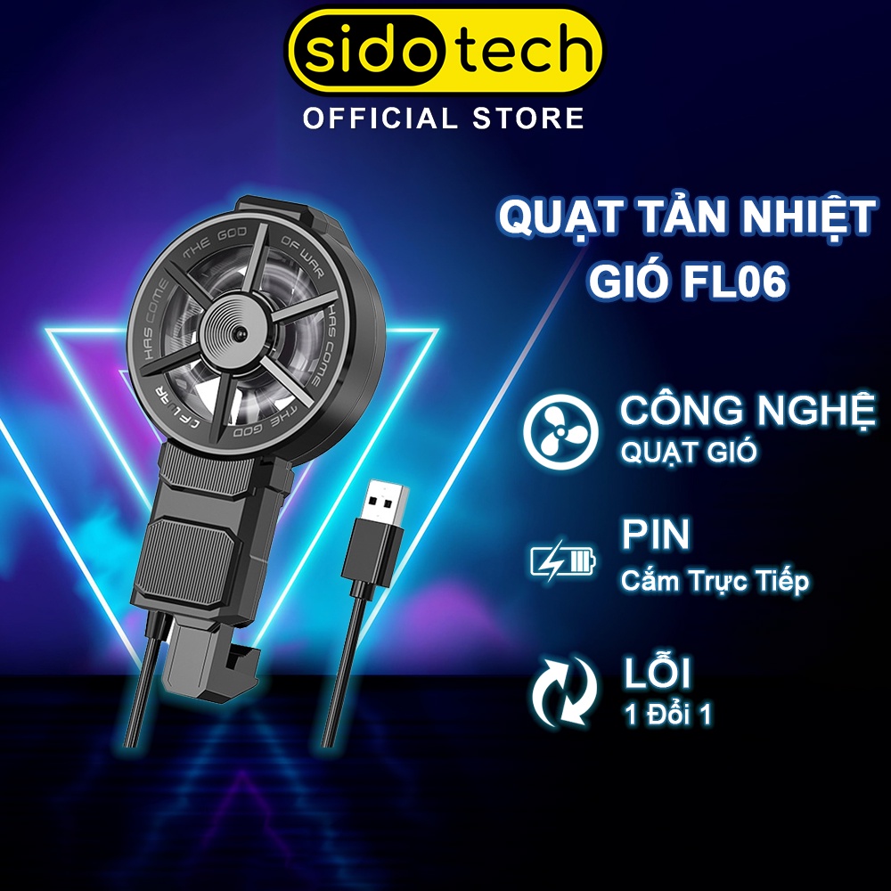 Quạt tản nhiệt điện thoại SIDOTECH MEMO FL06 thiết kể nhỏ gọn ngàm kẹp lớn tốc độ 5000 vòng/phút làm mát nhanh chơi game