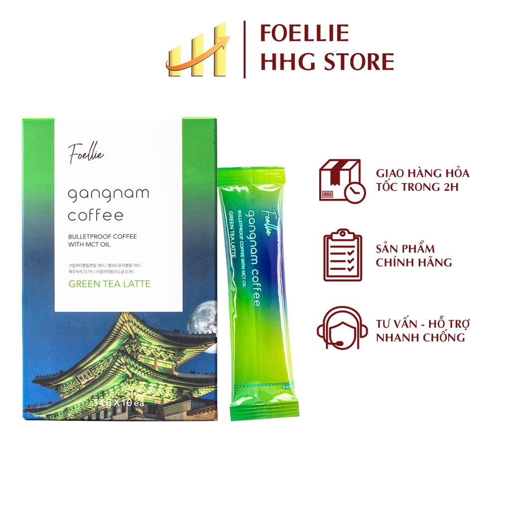 Cafe giảm cân Foellie Gangnam Coffee hương Green Tea Latte đậm vị trà tinh tế