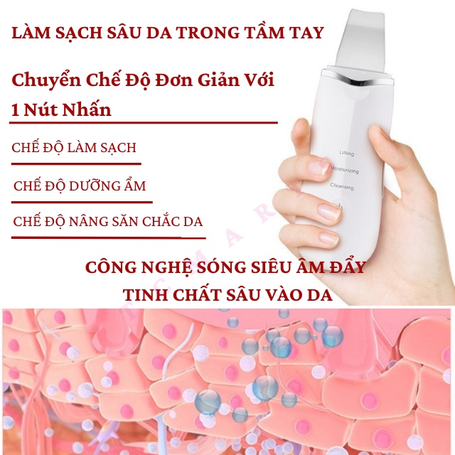 Máy Làm Sạch Da Mặt Cà Da chết Làm Sạch Mụn Đầu Đen Đẩy Tinh Chất Nâng Cơ Trẻ Hóa Da Cầm Tay Mini HYJ - TCMarts