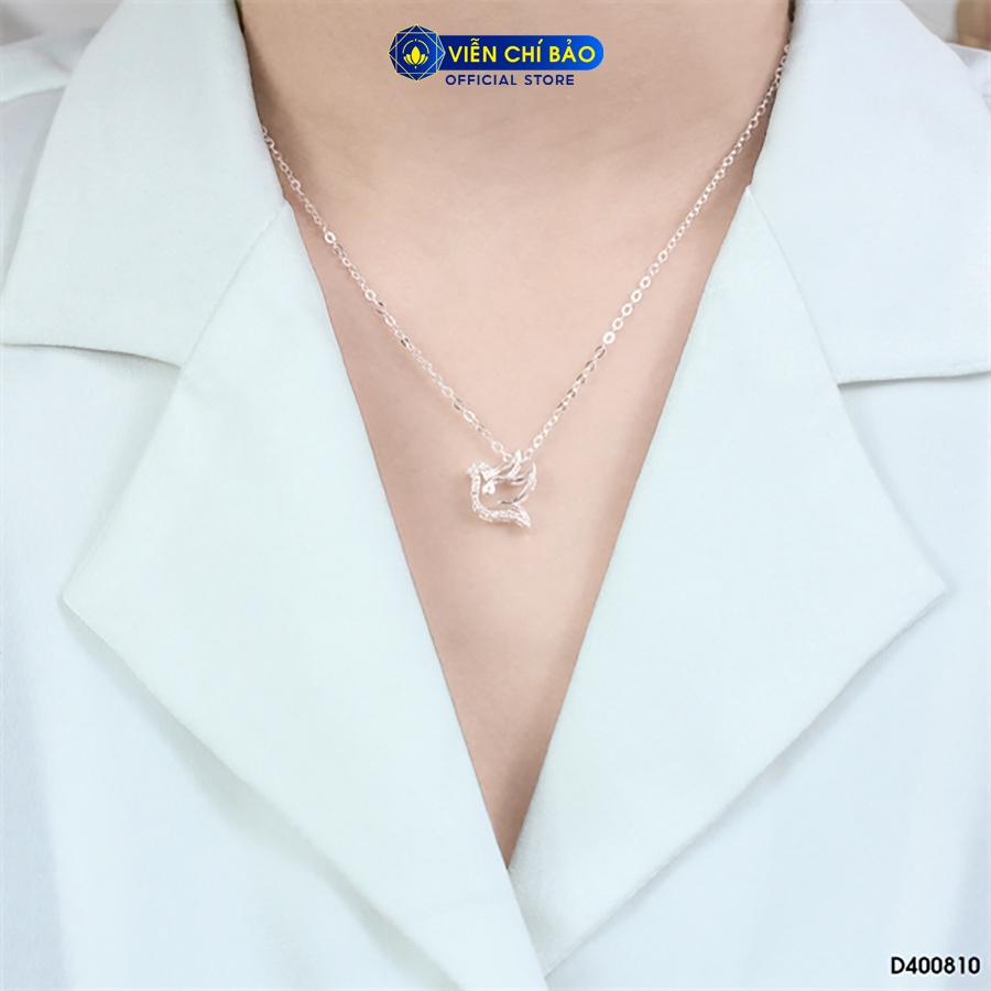 Dây chuyền bạc nữ thiên hạc đính đá chất liệu bạc 925 thời trang phụ kiện trang sức nữ Viễn Chí Bảo D400810