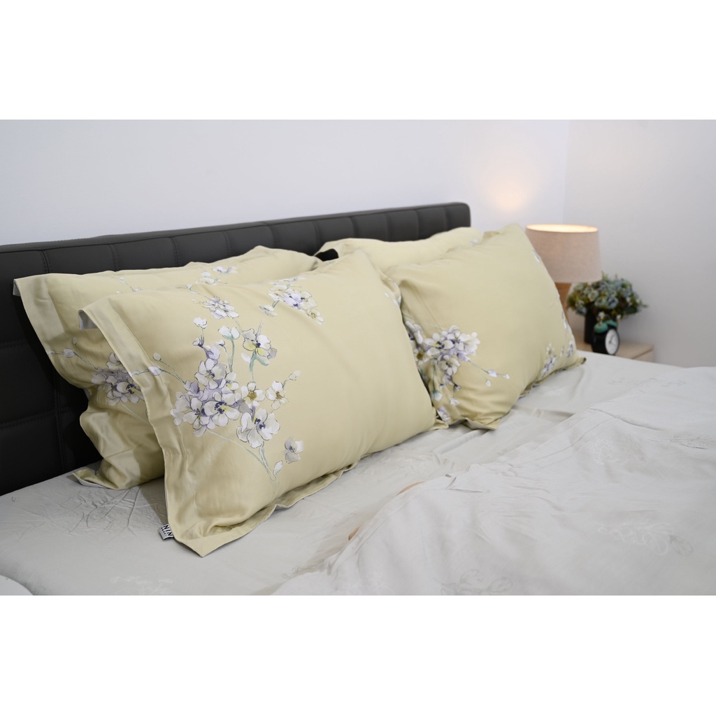 Bộ 6 món drap CHẦN, áo gối kèm mền NIN Tencel 800 - màu vàng Audora