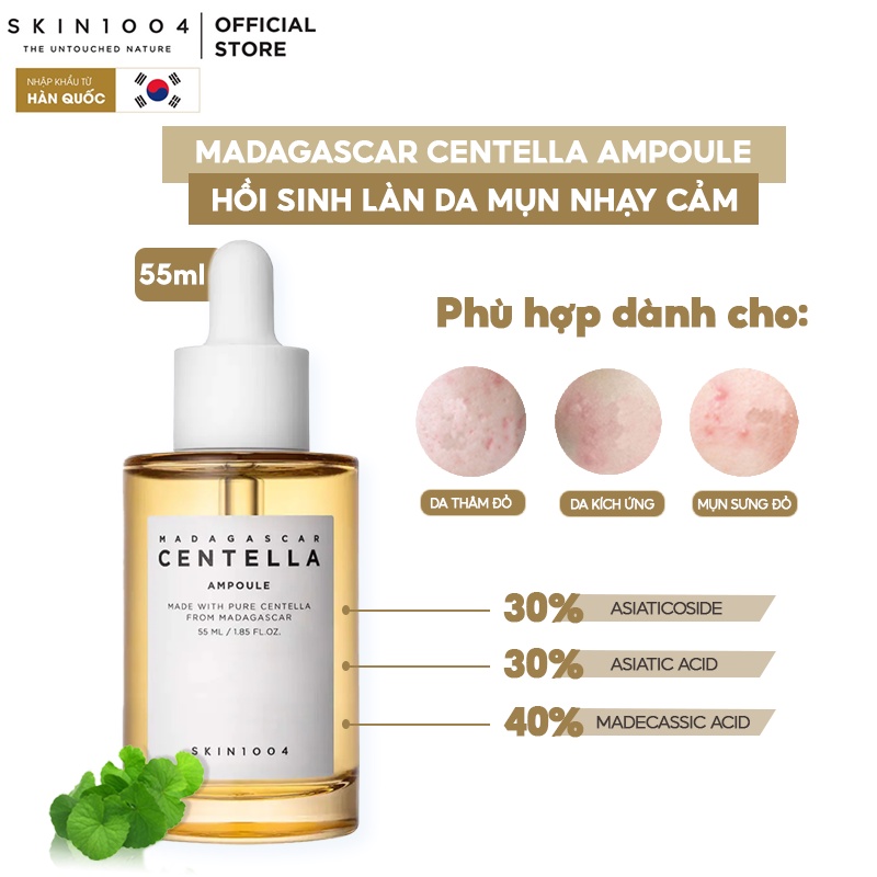 Tinh Chất Rau Má Hỗ Trợ Giảm Và Ngăn Ngừa Mụn, Phục Hồi Da Skin1004 Madagascar Centella Asiatica Ampoule 55ml/100ml