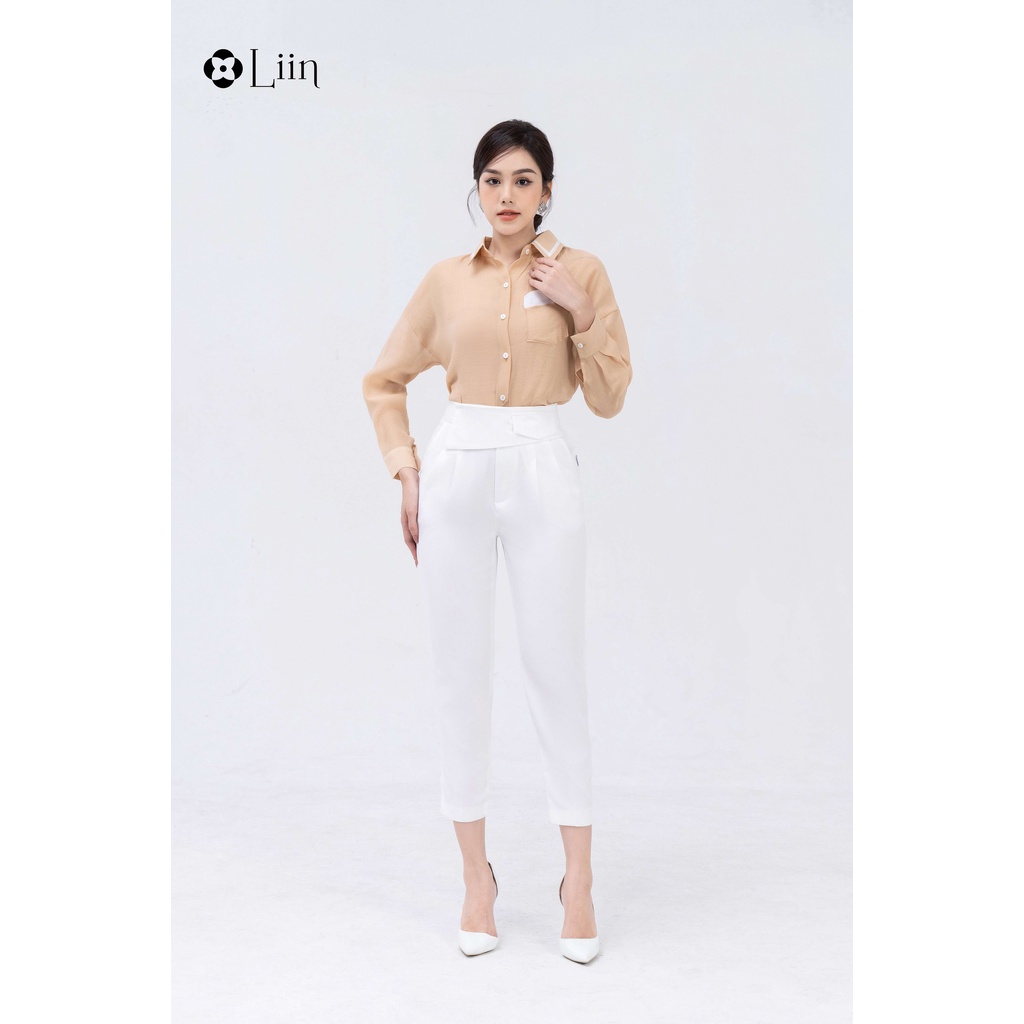 Áo sơ mi linbi màu vàng mix viền trắng chất liệu vải cao cấp dễ phối đồ liin clothing SM4494