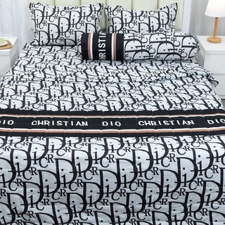 2m2 x 2m - Bộ Chăn Hè Ga Gối Kèm Vỏ Gối Ôm Cotton poly sọc đen trắng