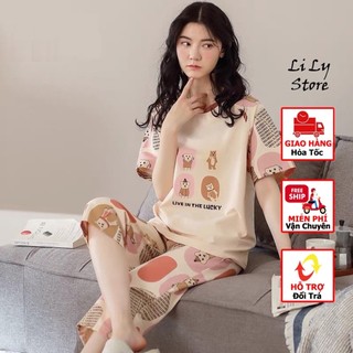 Đồ Bộ Nữ mặc nhà,đồ ngủ dễ thương chất liệu thun  thái , mát mịn (tay ngắn quần lửng)