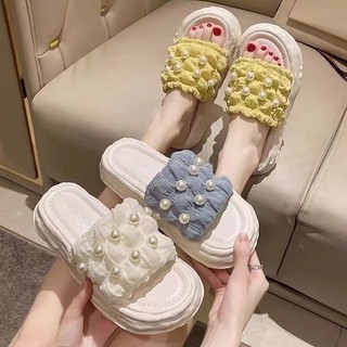 Dép nữ quai ngang nữ dép nữ đính hạt ngọc nữ thời trang