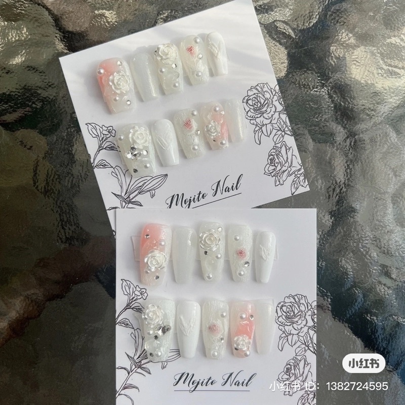 Naibox thiết kế óng úp sơn gel hoa hồng cô dâu xinh