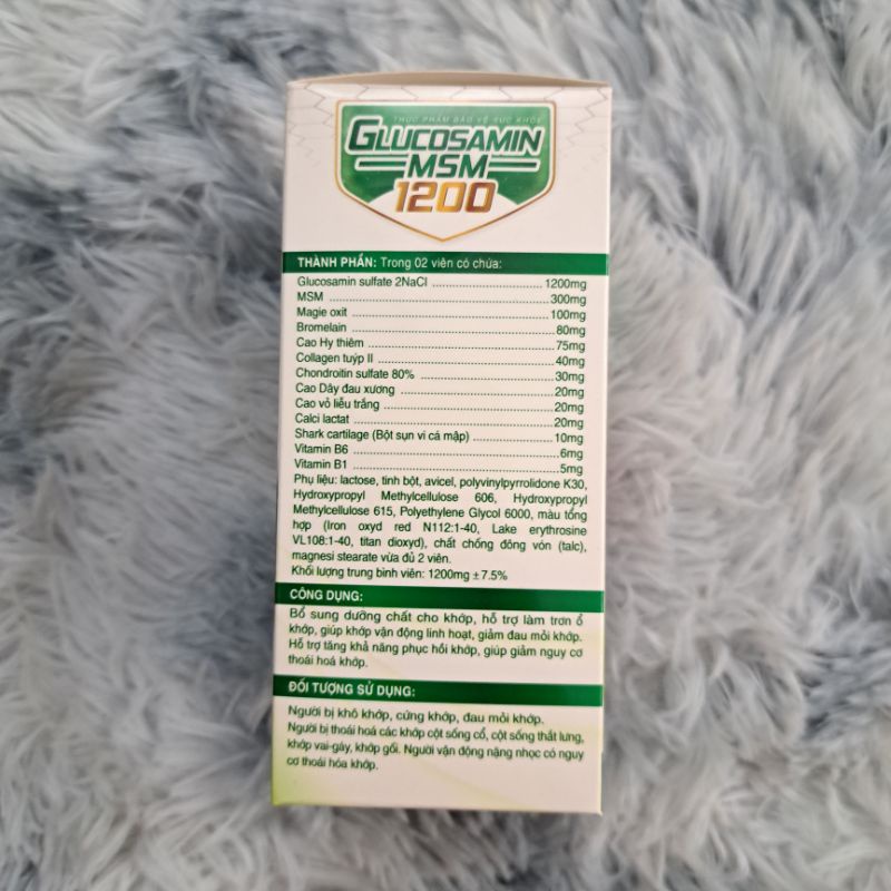 Viên xương khớp GLUCOSAMIN MSM 1200 _Giúp giảm đau xương khớp, thoái hóa khớp