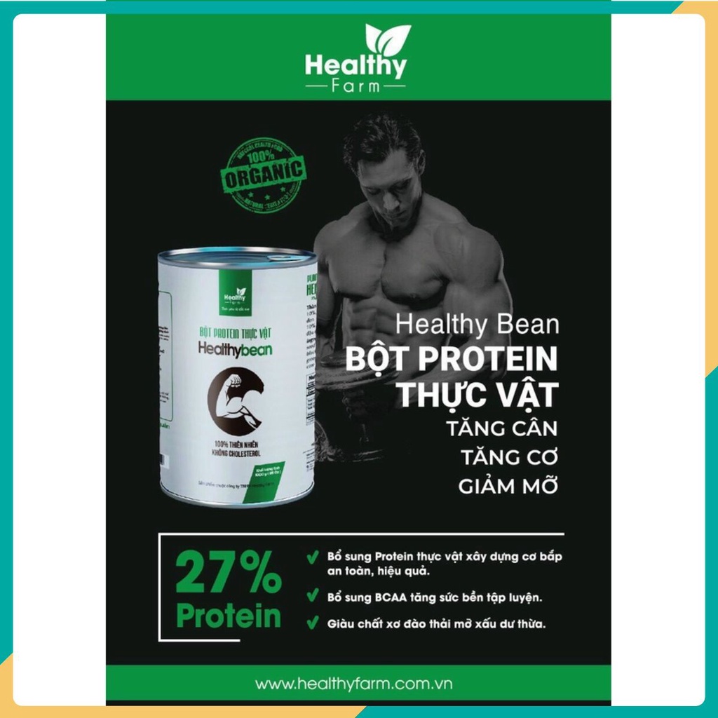 Bột Protein HealthyBean hỗ trợ Tăng Cân - Tăng Cơ - Đốt Mỡ Dạng Lon