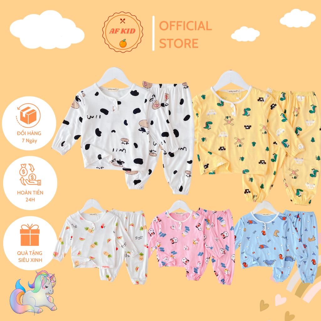 Bộ quần áo trẻ em dài tay AF KID Cối Xay Gió cho bé trai bé gái, vải lạnh cao cấp siêu co giãn, mềm mịn 6-19kg